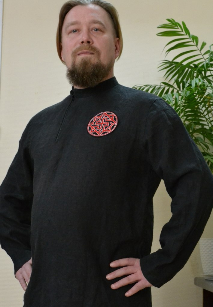 Рубаха славянская мужская из натурального льна "Валькирия"